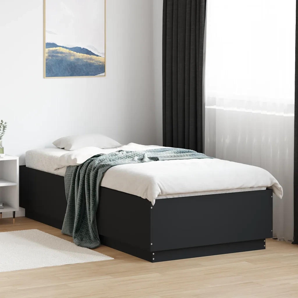 Giroletto-Struttura Letto Nero 100x200 cm in Legno Multistrato 964981