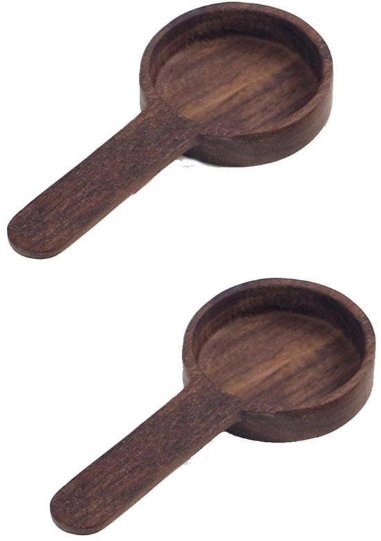 Due paia di cucchiai per caffè in legno | Lepelli multifunzionali per caffè, tè e spezie | Cucchiaio da tavola portatile con design retrò, facile da pulire per uso domestico