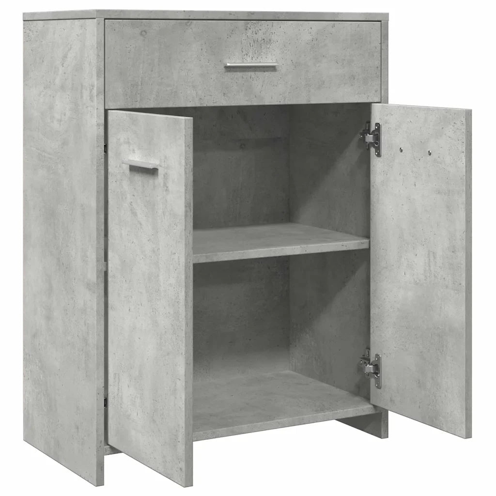 Mobiletto da bagno classico con 1 cassetto e 2 ante 60 x 33 x 80 cm legno composito grigio cemento 02_0050837