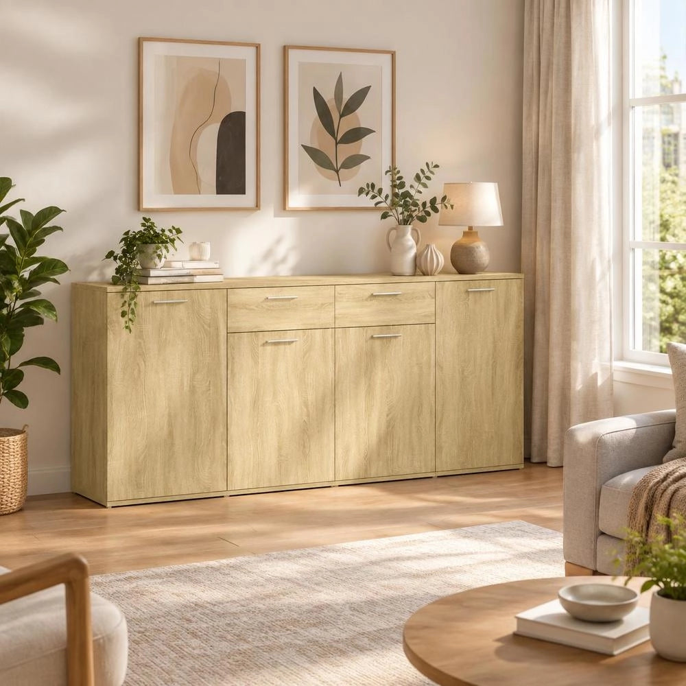 Sideboard Sonoma Oak 160x36x75 Cm Wood Material