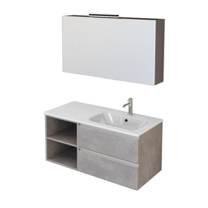 Mobile Bagno Sospeso 100 cm Lavabo e Specchio Bonussi Fenice Grigio