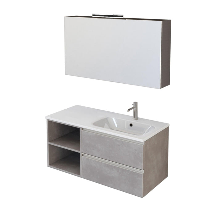 Mobile Bagno Sospeso 100 cm Lavabo e Specchio Bonussi Fenice Grigio