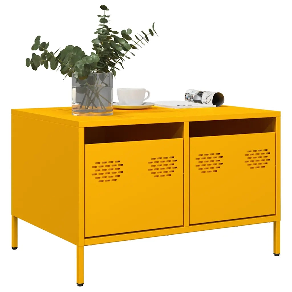 Mobile TV Giallo Senape 68x50x43,5 cm Acciaio Laminato a Freddo 851241