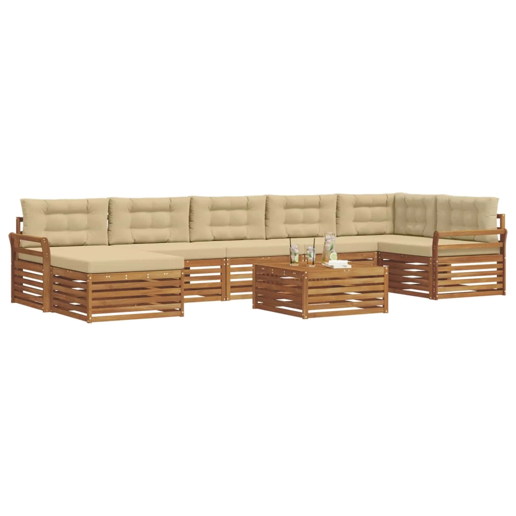 Set di divani da esterno con cuscino 8 pcs Naturale e Beige