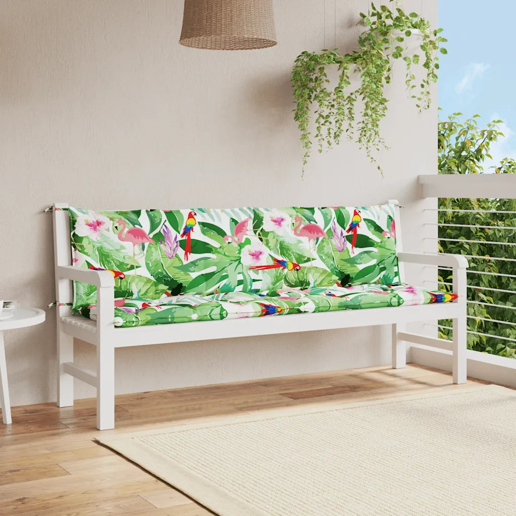 Cuscini Panca da Giardino 2 pz-Set di 2 Cuscini per panchina da esterno Multicolore 200x50x7cm in Tessuto