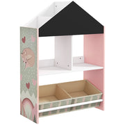 Scaffale per Giocattoli con Ripiani Aperti e 2 Contenitori Estraibili ¨C zephmum ¨C Rosa 62.4x26.5x90 cm