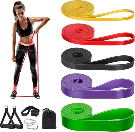 Set di cinture di resistenza - 5 pezzi cinture di resistenza per uomini e donne - Cinture elastiche per allenamento di forza - yoga pilates crossfit training