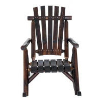 Sedia a Dondolo da Giardino Adirondack in Stile Country, Legno di Abete 97x69x93cm Colore Carbonizzato