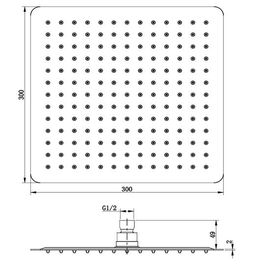 Soffione doccia quadrato acciaio inox 2 mm spessore effetto pioggia varie misure bagno *** misure 300x300x2 mm 169 ug...