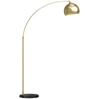 Lampada da Terra in stile vintage con sostegno ad arco regolabile, base in marmo, 40W E27 dim. 100-115L x 30l x 170-180H cm, Oro