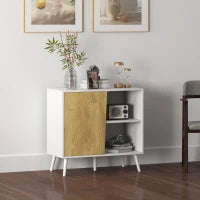 Credenza Moderna con Armadietto e Vano Portaoggetti, in Legno, 80x39x76 cm, Bianco