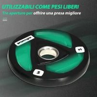 Set di 2 Dischi Pesi in Acciaio con Rivestimento in Gomma per Bilanciere