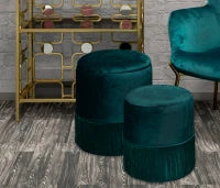 Puff Contenitore Lines Coppia Verde Cm Ø  35X42-30X32