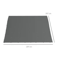 Telo di Ricambio per Pergola da Giardino 3x3 m con 16 Fori di Drenaggio, 297x297 cm, Grigio