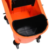 Secchio per Mocio Professionale 36L, Carrello Lavapavimenti con Strizzatore Manuale e 2 Secchi, Arancione e Nero