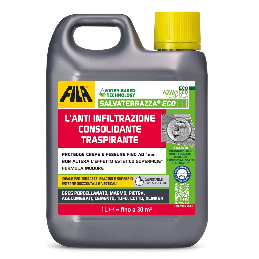 Salvaterrazza eco protettivo anti infiltrazione traspirante consolidante *** formato 1 lt, confezione 1