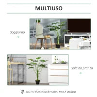 Monstera Artificiale in Plastica con 13 Foglie, Pianta Finta con Vaso per Interno ed Esterno Alta 85cm