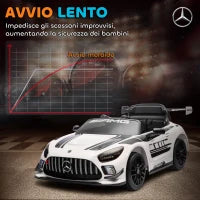 Auto Elettrica Bambini 3-8 Anni Mercedes-AMG 12V con Telecomando, Luci LED, Rotelle di Trasporto, Bianco