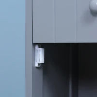 Armadio Alto da Bagno Stretto con 1 Cassetto e 3 Ripiani Aperti Stile Moderno 34x24x170 cm Grigio