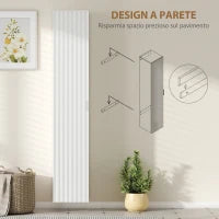 Mobile Bagno Sospeso a Colonna con Ripiani Regolabili e Chiusura Soft Close, 30x31.5x160 cm, Bianco