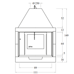 Camino legna prefabbricato ghisa focolare aperto m110 tgh riscaldamento
