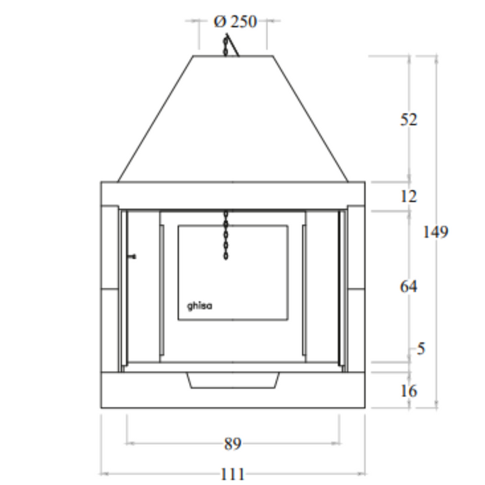 Camino legna prefabbricato ghisa focolare aperto m110 tgh riscaldamento