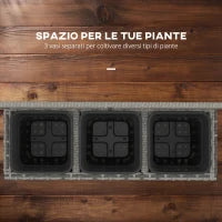 Fioriera con Grigliato per Rampicanti con 3 Vasi in Acciaio e Rattan PE, 84x30x107cm, Grigio