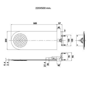 Soffione doccia a parete acciaio inox punta tonda