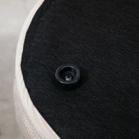 Set di 2 Pouf Contenitore Salvaspazio Rotondi e Imbottiti in Velluto a Coste, Bianco