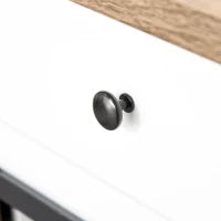 Mobile da Cucina Rustico con 2 Cassetti, Ripiani Aperti e Portabottiglie, in Legno e Metallo, 80x39x86 cm