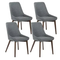 E-STYLO Sedia da pranzo in tessuto grigio scuro con gambe e struttura in massello di noce, 62cm X 49.5cm H. 87cm.