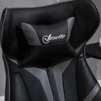 Poltrona da Gaming Girevole a 360° Ergonomica con Altezza Regolabile, Braccioli Ribaltabili e Cuscino Poggiatesta, 67x70x106-112 cm, Grigio Chiaro e Nero