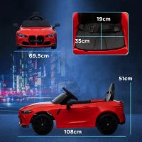 Macchina Elettrica per Bambini a Licenza BMW M4 con Telecomando, Clacson e Fari, 108x69.5x51 cm, Rossa