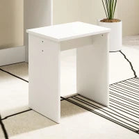 Set Toeletta da Trucco con Tavolino e Sgabello, Specchio e Ripiani in Legno, Bianco