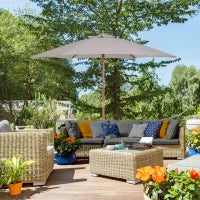 Ombrellone da Giardino a 6 Stecche in Legno e Tessuto Poliestere, 2.5x2.3m, Grigio