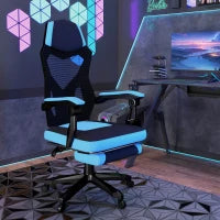 Sedia da ufficio sedia da gioco altezza regolabile schienale ruote tessuto a maglia 58 x 63 x 112-122 cm blu nero