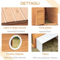 Casetta per Bambini in Legno da Esterno con Porta, Finestre, Panca, Portavasi 122x108x135.5cm Gialla