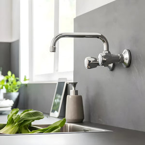 Rubinetto a muro up canna alta in ottone cucina con erogazione orientabile *** confezione 1