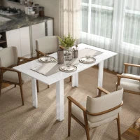 Tavolo da Pranzo allungabile in MDF per 4-6 Persone, 120-160 x 70 cm, Bianco Lucido