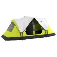 Tenda da Campeggio 6 posti con 2 Spazi Separati, in Poliestere e Fibra di Vetro, 450x215Px180 cm, Verde