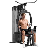 Stazione Fitness Multifunzione con 45 kg di Pesi per Home Gym, 160x108x200 cm, Nero