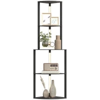 Lampada da terra con ripiani ad angolo 4 livelli, LED dimmerabile, 55,5 x 39,5 x 163 cm, Nero