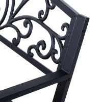 Panca Panchina da Giardino Esterno Metallo, Ghisa 127 × 60 × 85cm Nero