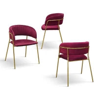 PAZZO DESIGN Sedia Penelope Bordeaux set da 2 sedie in velluto e gambe in metallo