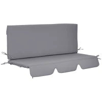 Cuscini da Esterno per Dondolo da Giardino 3 Posti con Lacci, 2 Pezzi da 130x45x5 cm, Grigio