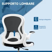 Sedia da Ufficio Ergonomica in Tessuto Traspirante con Altezza Regolabile e Braccioli Ribaltabili, 59x65x110-130 cm