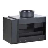 Mobile sospeso per lavabo 80 cm di larghezza, con lavabo in ceramica e cassetti, design moderno, MDF, 80×44×60,5 cm, Nero + Grigio