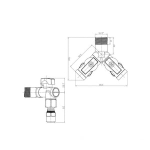 Rubinetto sottolavabo doppio 1/2 x 10 cromato