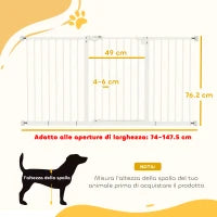Cancellino per Cani a 3 Estensioni con Larghezza Regolabile 74-148 cm e Chiusura Automatica, Bianco