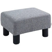 Pouf Poggiapiedi in Tessuto Effetto Lino Imbottito, 40x30x24cm, Grigio